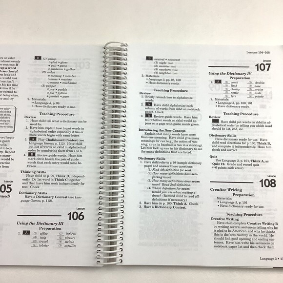 Abeka  3rd Grade Homeschool Language Arts 3 Lesson Plans Spiral Bound Book Manua - Picture 8 of 13
